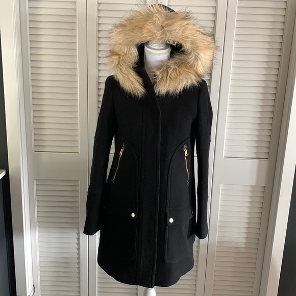 J. Crew Chateau Parka Stadium Cloth Nello Gori Coat Women’s Black Wool Size 2 - Picture 3 of 14